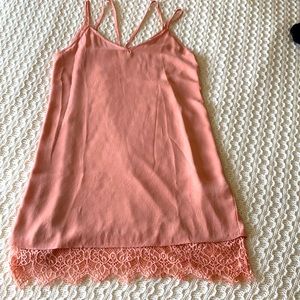 LET HER BE - sm blush silk/lace strappy mini dress